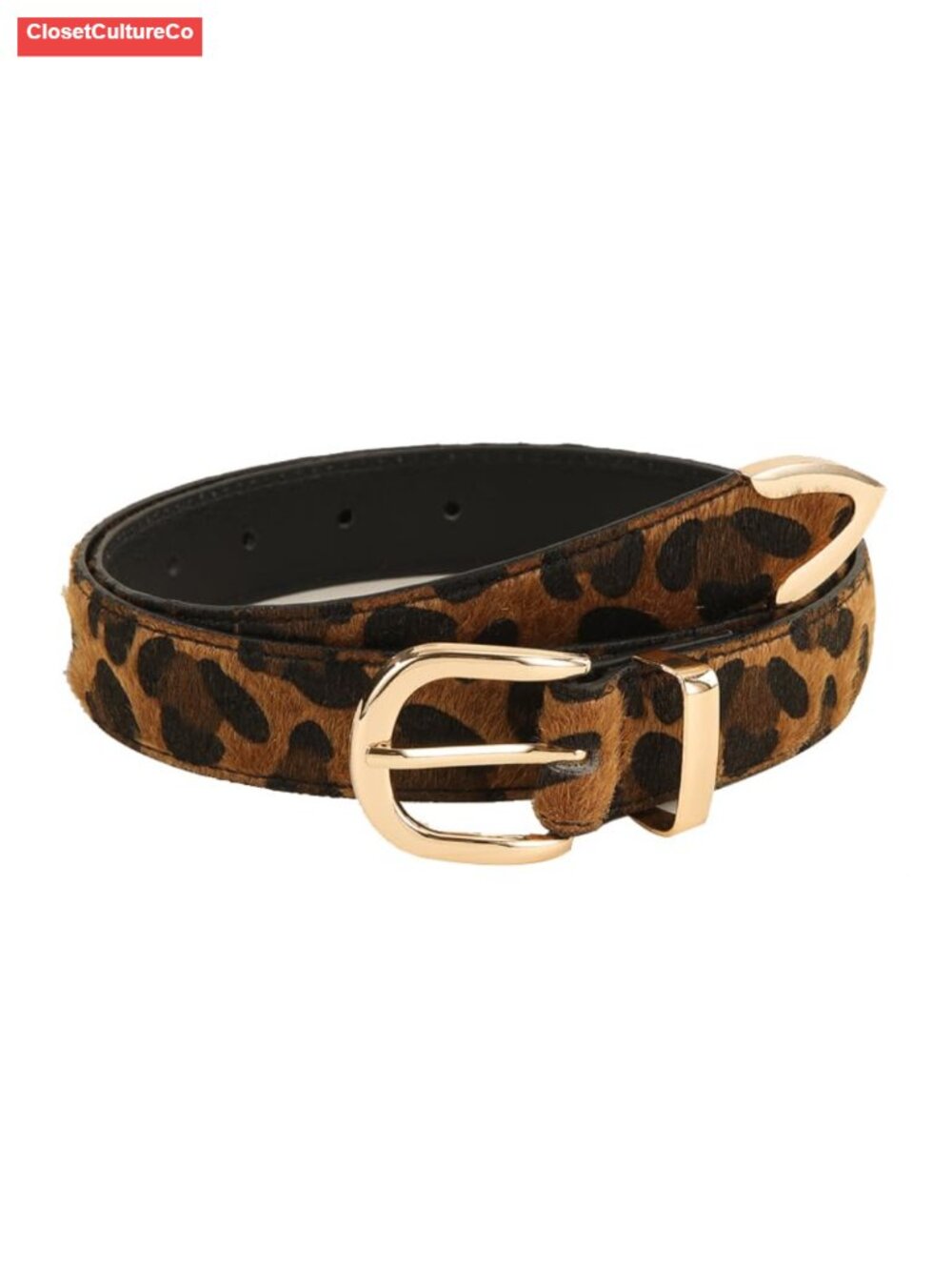 Womens Skinny PU Leather Belt Faux Leather Gold Buckle Jeans Pants